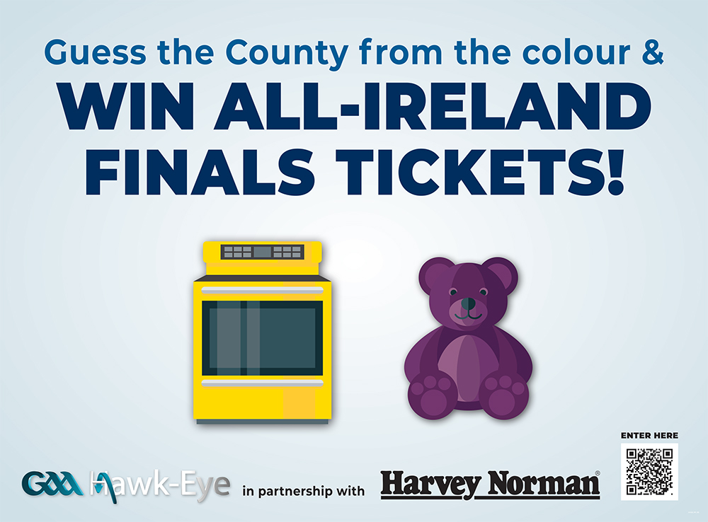 Guess the County from the colours, Yellow & Prurple. Win GAA All Ireland Final Tickets.