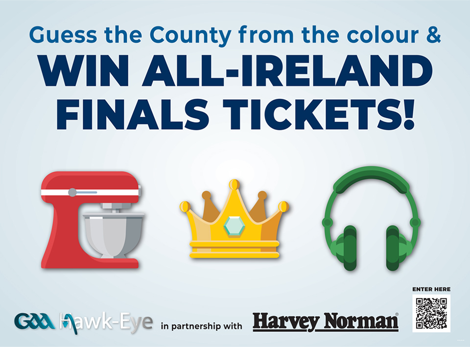 Guess the County from the colours, Red, Yellow & Green. Win GAA All Ireland Final Tickets.