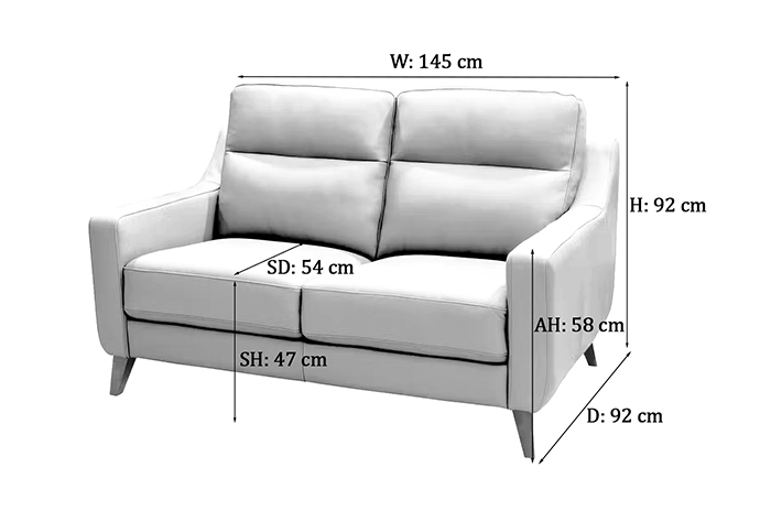 Borgo 2 seater Sofa Dimnesions