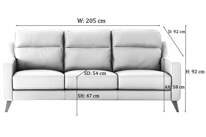 Borgo 3 seater Sofa Dimensions