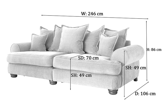 Charlotte 4 Seater Sofa Dimensions