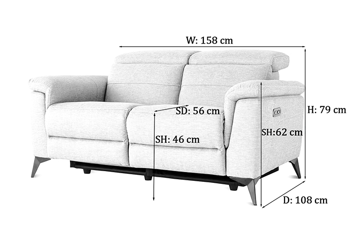 Penny 2 seater Sofa Dimensions