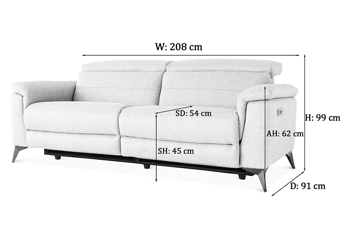 Penny 3 seater Sofa Dimensions