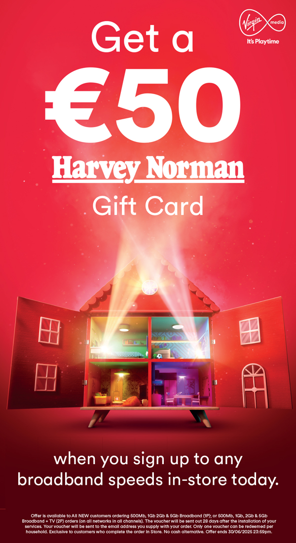 50 euro broadband gift card. Ask in-store for details.