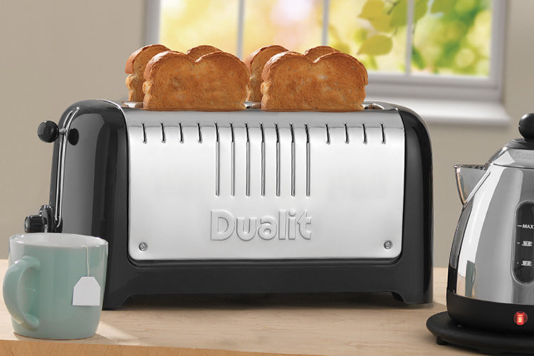 Dualit Long Slot Lite 4 Slice Toaster | 46025 | Gloss Black -Home Appliances 46025 1