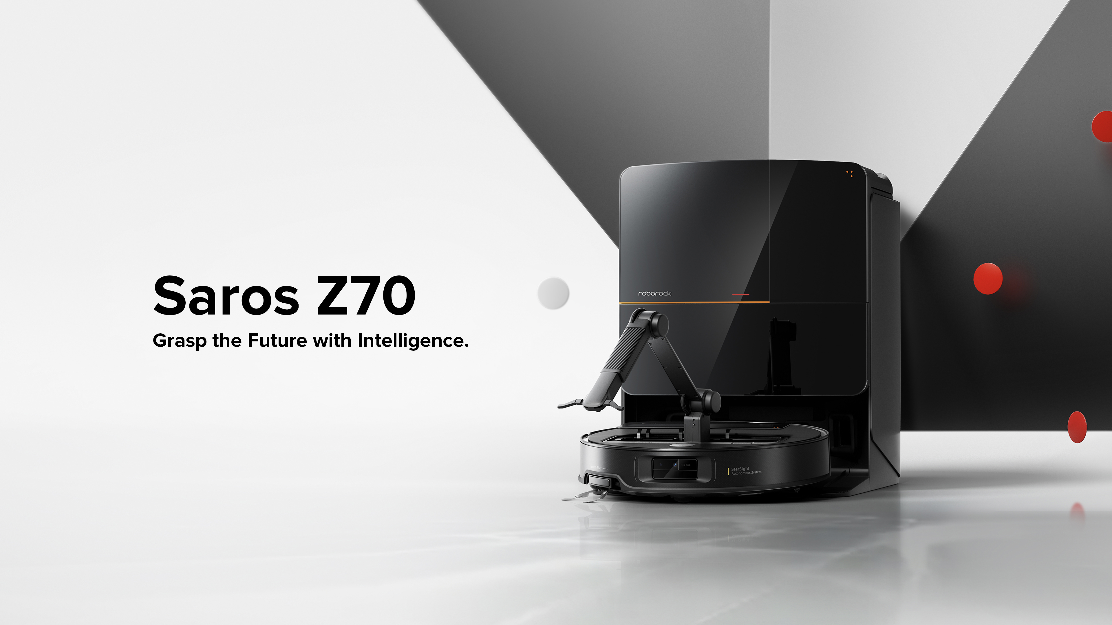 Introducing Saros Z70 &mdash; the first mass-produced robotic vacuum with a foldable five-axis mechanical arm for an elevated cleaning experience. *Roborock was the first in the robotic vacuum industry to mass-produce this technology, launching it in January 2025.