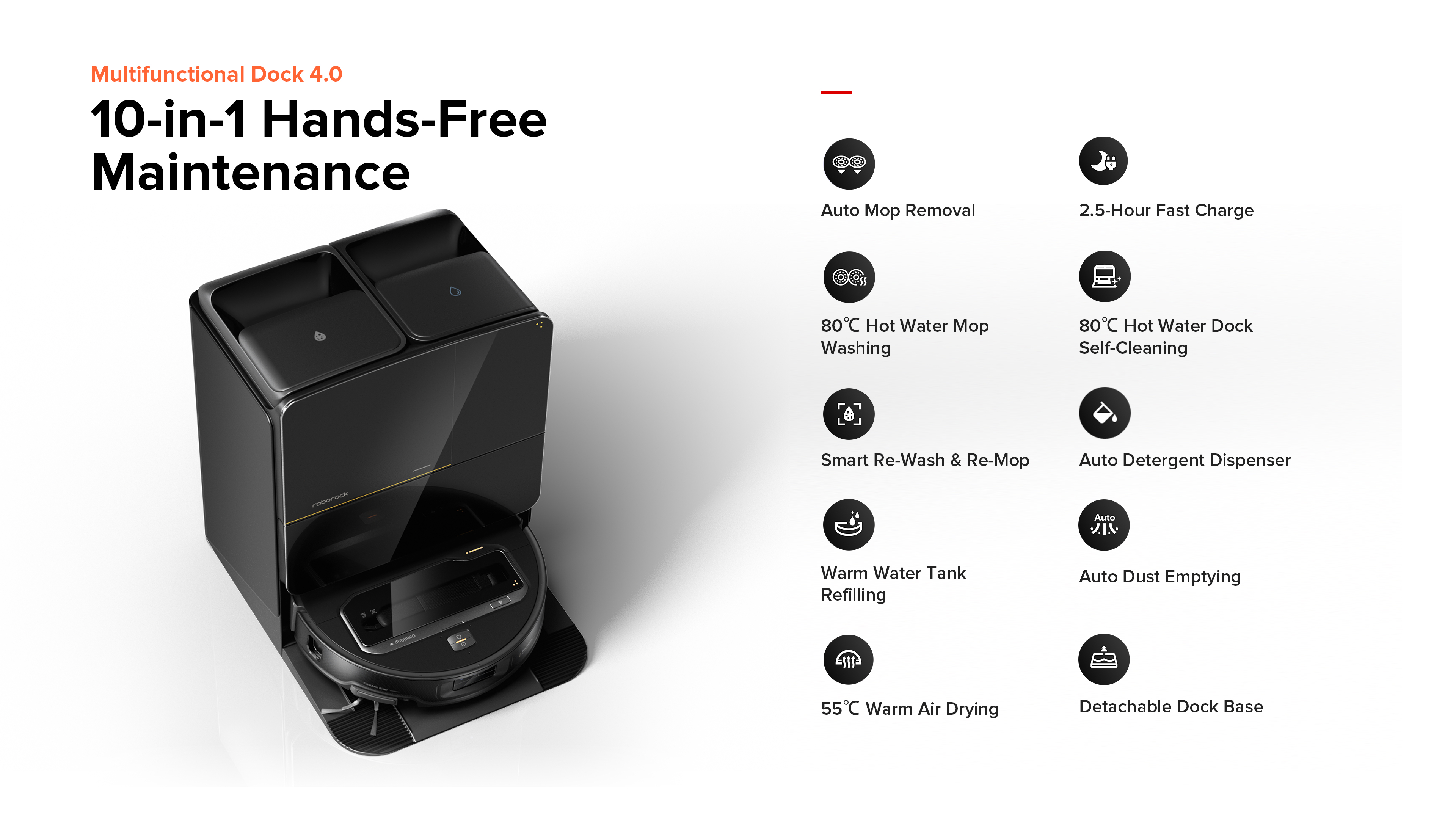 Multifunctional Dock 4.0
10-in-1 Hands-Free Maintenance
